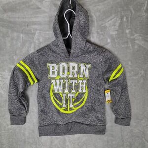 Mad Game Boys Gray Basketball Hoodie Size 5 6 Born With It Neon Yellow Stripes
